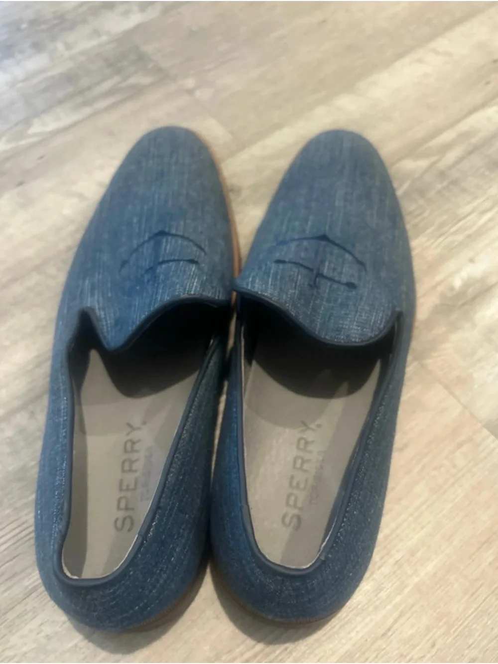 Sperry Men's Denim-Effect Navy Anchor Slip-On Loafers